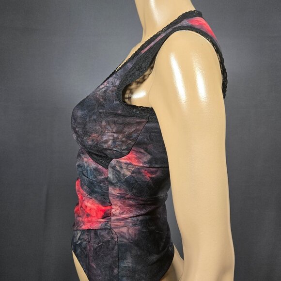 Y2K sleeveless Top Lace Trim Size S Gothic Fairy grunge whimsigoth V Neck Ruched - Picture 4 of 7